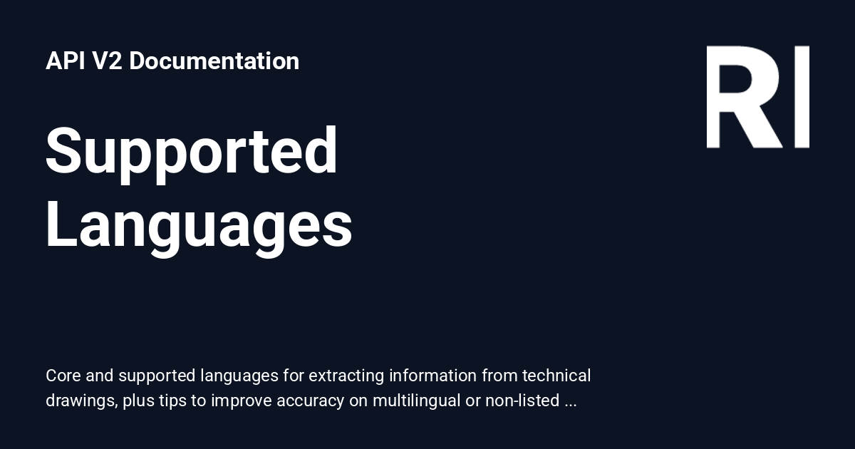 Supported Languages - API V2 Documentation